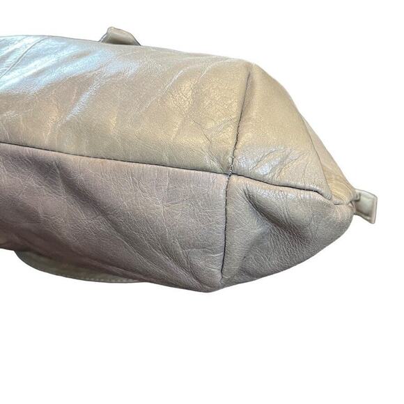 Roberta Gandolfi Womens Gray Handbag Purse Shoulder Bag Satchel Leather Bow - Picture 11 of 16